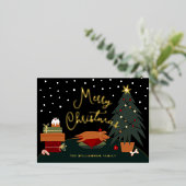 Cute Kerstmis Pup Folie Feestdagen Briefkaart (Staand Voorkant)