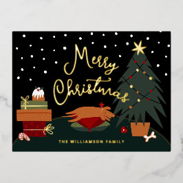 Cute Kerstmis Pup Folie Feestdagen Briefkaart