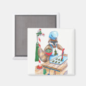 Cute Kerstmis Raccoon Culinaire Chef Ontworpen Magneet (Voorkant / Achterkant)