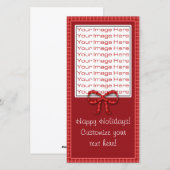 Cute Kerstmis Rood Geruit Foto Kaart Sjabloon (Voorkant / Achterkant)