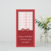 Cute Kerstmis Rood Geruit Foto Kaart Sjabloon (Staand voorkant)