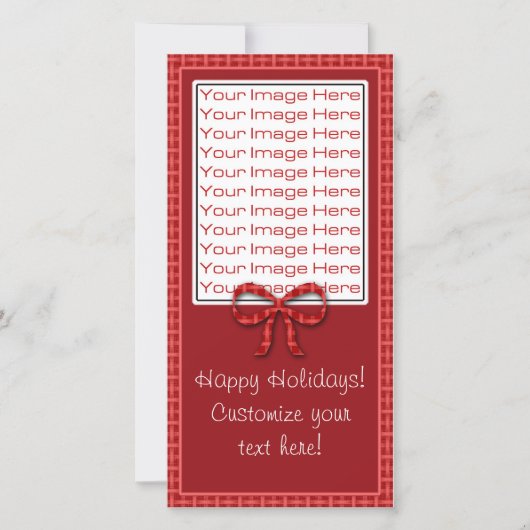 Cute Kerstmis Rood Geruit Foto Kaart Sjabloon (Voorkant)