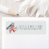 Cute Kerstmis Rood Turquoise & White Etiket (Insitu)