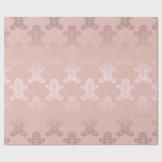 Cute Kerstmis Roos Gold Gingerbrood Man Patroon Cadeaupapier (Vlak)