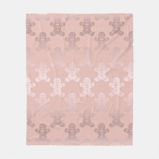 Cute Kerstmis Roos Gold Gingerbrood Man Patroon Fleece Deken (Voorkant)