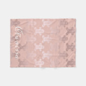 Cute Kerstmis Roos Gold Gingerbrood Man Patroon Fleece Deken (Voorkant (Horizontaal))