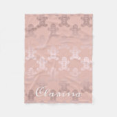 Cute Kerstmis Roos Gold Gingerbrood Man Patroon Fleece Deken (Voorkant)