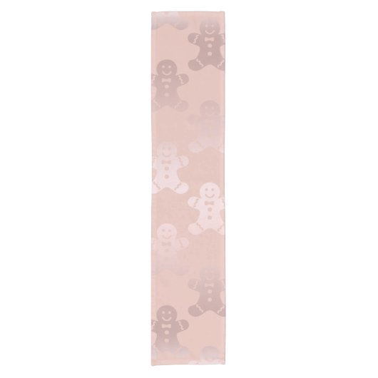 Cute Kerstmis Roos Gold Gingerbrood Man Patroon Korte Tafelloper (Voorkant)