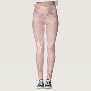 Cute Kerstmis Roos Gold Gingerbrood Man Patroon Leggings