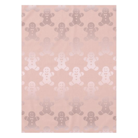 Cute Kerstmis Roos Gold Gingerbrood Man Patroon Tafelkleed (Voorkant)