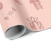 Cute Kerstmis Roos Roze vrachtwagenpark Cadeaupapier (Rol Hoek)