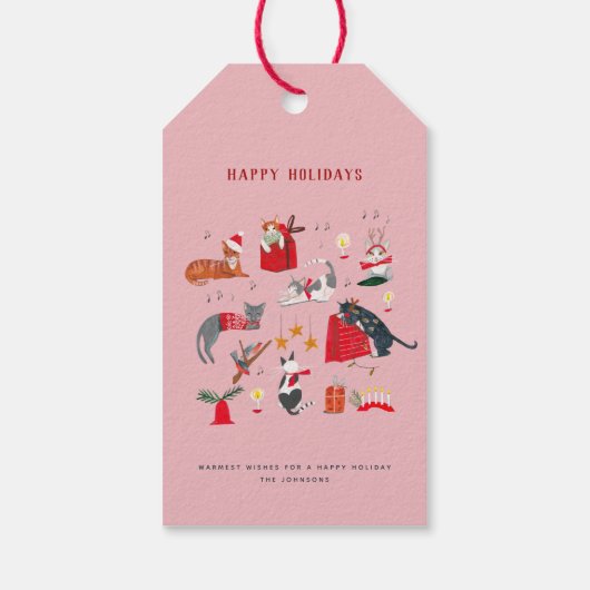 Cute kerstmis roze feestdag cadeautjes Labels Cadeaulabel (Achterkant)