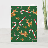 Cute Kerstmis Rudolph Candy Cane Pattern Green Feestdagen Kaart (Voorkant)