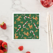 Cute Kerstmis Rudolph Candy Cane Pattern Green Servet (Insitu)