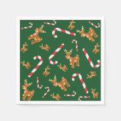 Cute Kerstmis Rudolph Candy Cane Pattern Green Servet (Voorkant)