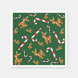Cute Kerstmis Rudolph Candy Cane Pattern Green Servet