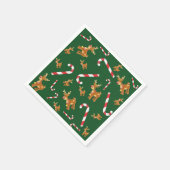 Cute Kerstmis Rudolph Candy Cane Pattern Green Servet (Hoek)