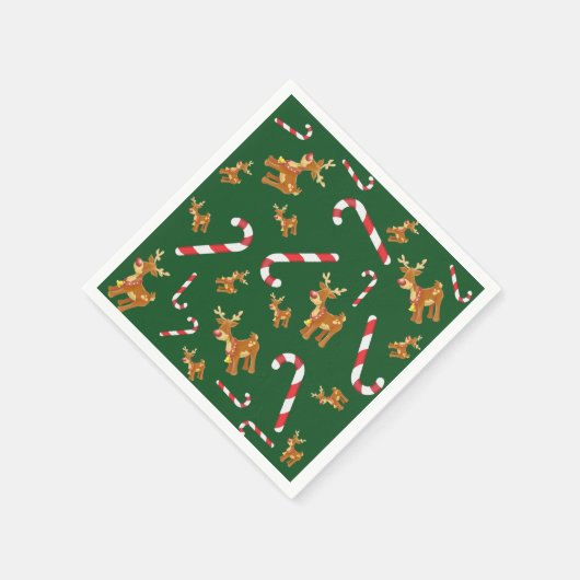 Cute Kerstmis Rudolph Candy Cane Pattern Green Servet (Hoek)