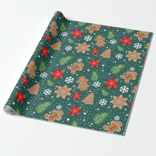 Cute Kerstmis Rustic Gingerbrood Cadeaupapier