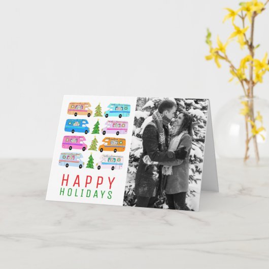 Cute kerstmis RV CUSTOM PHOTO Holiday Card Kaart (Gele Bloem)