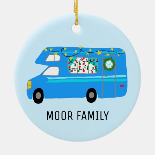 Cute kerstmis RV Holiday CUSTOM Keramisch Ornament (Achterkant)