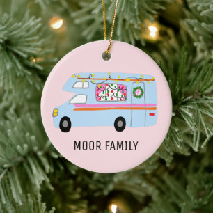 Cute kerstmis RV Holiday CUSTOM Keramisch Ornament