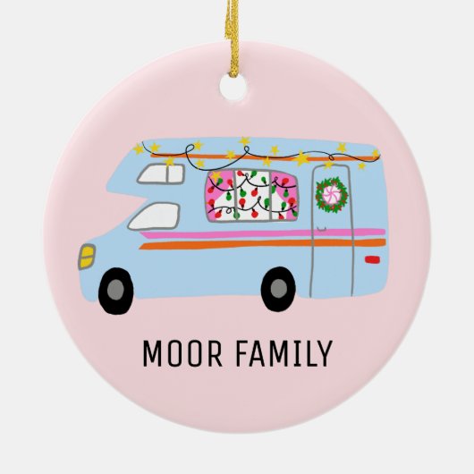 Cute kerstmis RV Holiday CUSTOM Keramisch Ornament (Achterkant)