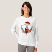 Cute Kerstmis Saanen Goat Kind 2 met Wreater T-shirt (Voorkant volledig)