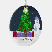 Cute Kerstmis Scene Keramisch Ornament (Rechts)