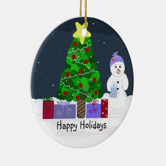 Cute Kerstmis Scene Keramisch Ornament (Rechts)