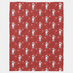 Cute Kerstmis Schnauzer Dog Snowflake Pattern Red Fleece Deken