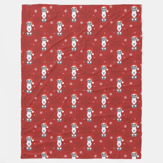 Cute Kerstmis Schnauzer Dog Snowflake Pattern Red Fleece Deken (Voorkant)