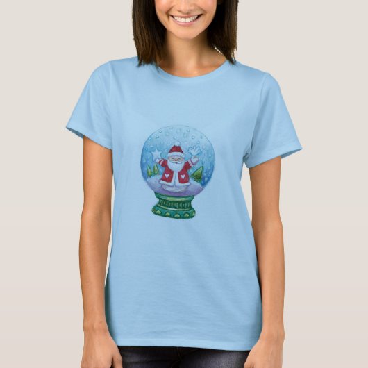 Cute Kerstmis Sneeuwbol Sint, Ster, Vogel T-shirt (Voorkant)