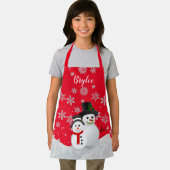 Cute Kerstmis Sneeuwmannen Persoonlijke Kinderen S Schort (Insitu)