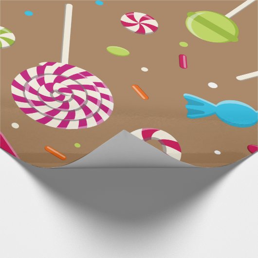 Cute Kerstmis Snoep Pattern Cadeaupapier (Hoek)