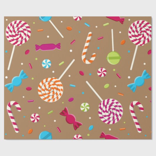 Cute Kerstmis Snoep Pattern Cadeaupapier (Vlak)