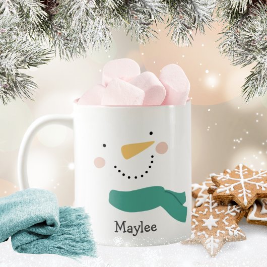 Cute Kerstmis Snowman Face Holiday Tweekleurige Koffiemok
