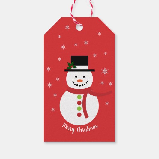 Cute Kerstmis Snowman Gift Labels Cadeaulabel (Achterkant)