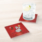 Cute Kerstmis Snowman Glass Onderzetter (Schuin)