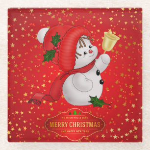 Cute Kerstmis Snowman Glass Onderzetter
