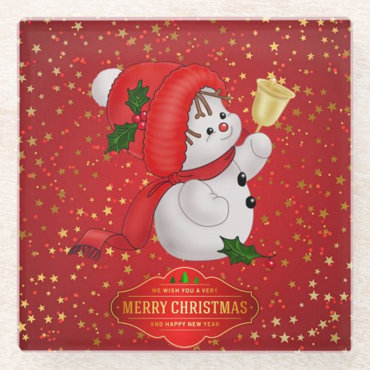 Cute Kerstmis Snowman Glass Onderzetter Glazen Onderzetter (Voorkant)
