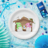 Cute Kerstmis Snowman Manger Papieren Bordje (Feest)