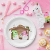 Cute Kerstmis Snowman Manger Papieren Bordje (Feest)