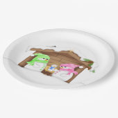 Cute Kerstmis Snowman Manger Papieren Bordje (Gekanteld)