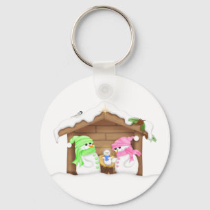 Cute Kerstmis Snowman Manger Sleutelhanger