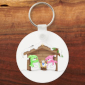 Cute Kerstmis Snowman Manger Sleutelhanger (Voorkant)