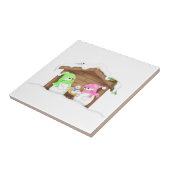 Cute Kerstmis Snowman Manger Tegeltje (Zijkant)