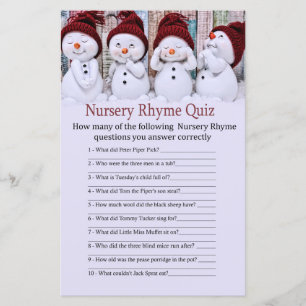Cute Kerstmis Snowman Nursery Rhyme Quiz game
