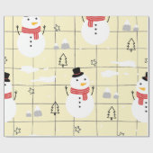 Cute Kerstmis Snowman Pattern Cadeaupapier (Vlak)