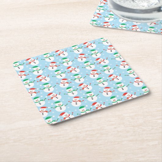 Cute Kerstmis Snowman Pattern Kartonnen Onderzetters (Schuin)